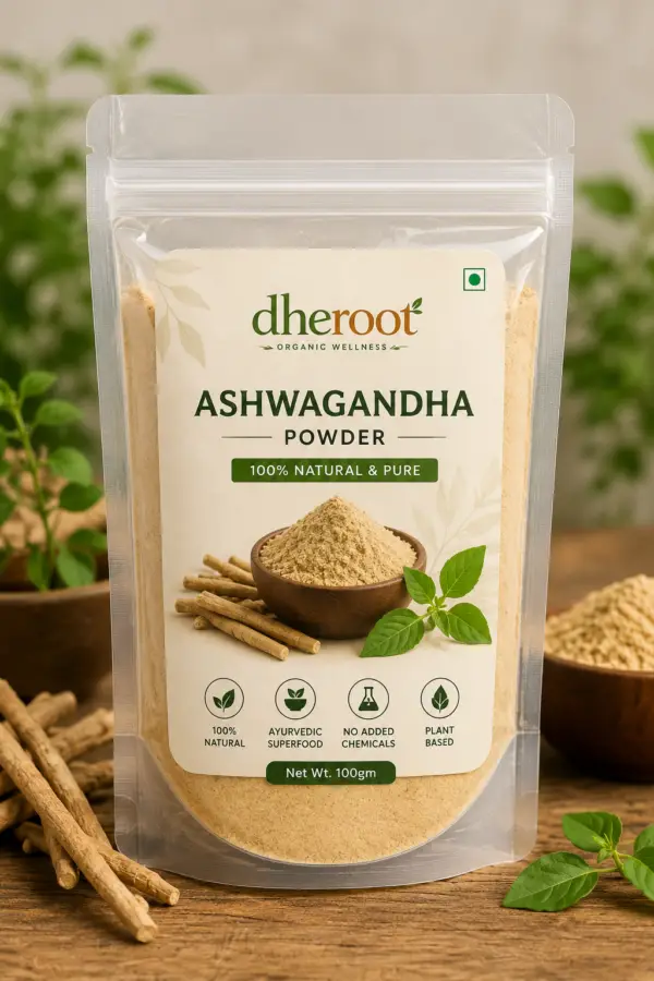 ASHWAGANDHA POWDER Dheroot Organic Ashwagandha Powder – 100g